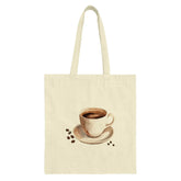 Coffee Cup Tote Bag, Coffee Bean Design, Watercolor Coffee Art, Gift for Coffee Lover, Everyday Tote, Book Bag, Shopping Bag - Tawshia
